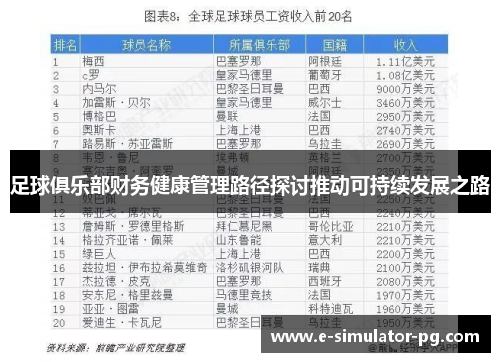 足球俱乐部财务健康管理路径探讨推动可持续发展之路 足球俱乐部财务健康管理路径探讨推动可持续发展之路